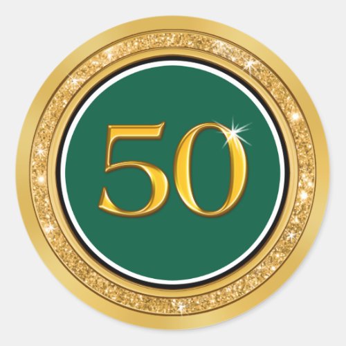 Forest Green Gold 50th Stickers Class Reunion Classic Round Sticker