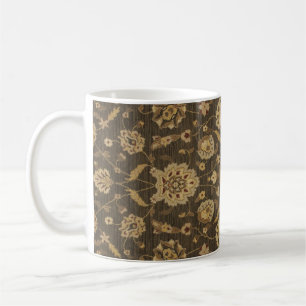 Forest green gold floral tapestry coffee mug