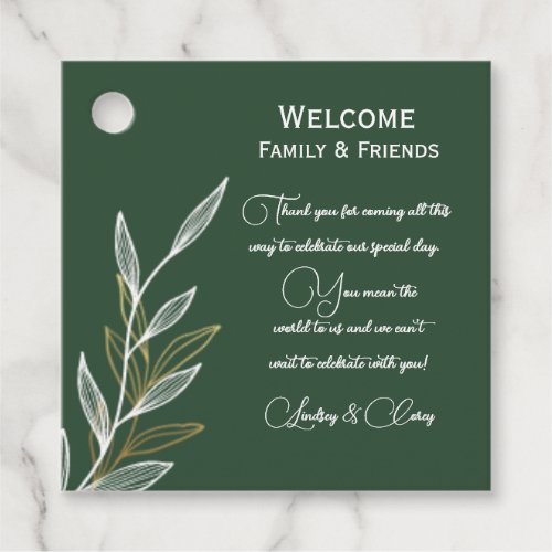 Forest Green Gold Leaf Gift Tag