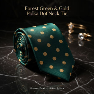 Forest Green & Gold Polka Dot  Neck Tie