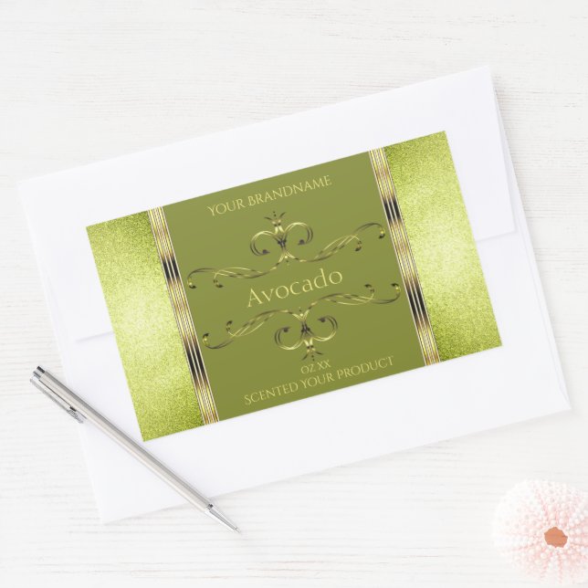 Forest Green Gold Product Labels Glitter Borders (Envelope)