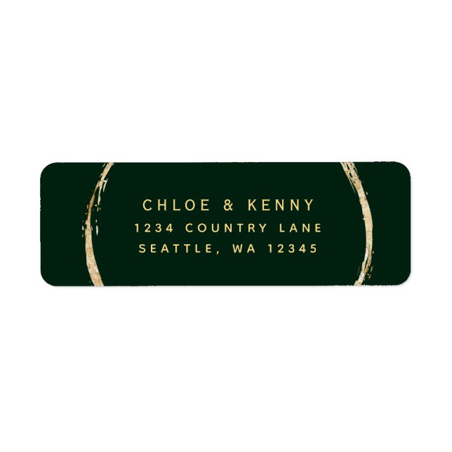 Forest Green Gold Rustic Circle Return Address Label (Front)