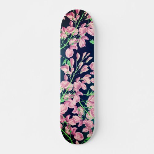 Forest green gradient pink lavender floral pattern skateboard