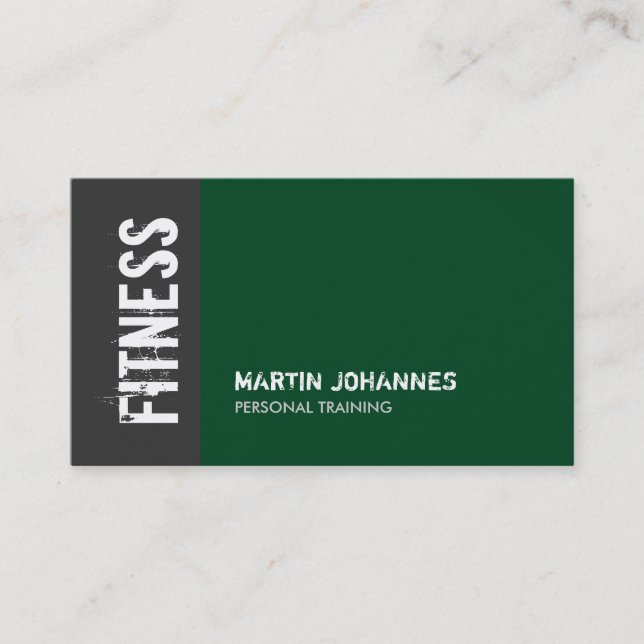 Forest Green Gray Personal Trainer Business Card (Front)