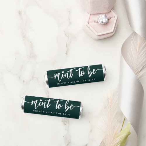 Forest Green  Heart Script Personalized Wedding Breath Savers Mints
