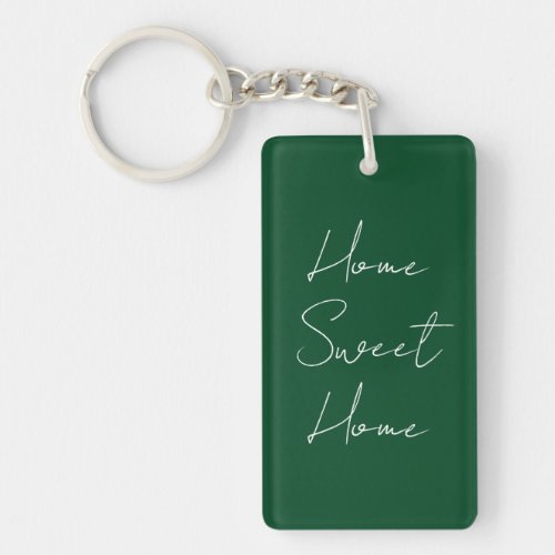 Forest Green Home Sweet Home Custom Name Year Keychain