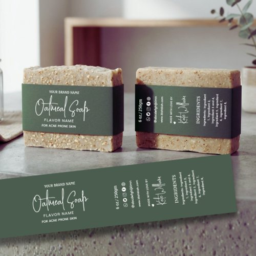 Forest green Homemade Soap belly band label