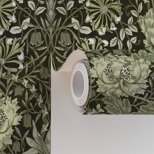 Forest Green Honeysuckle Pattern Peel  Stick Wallpaper