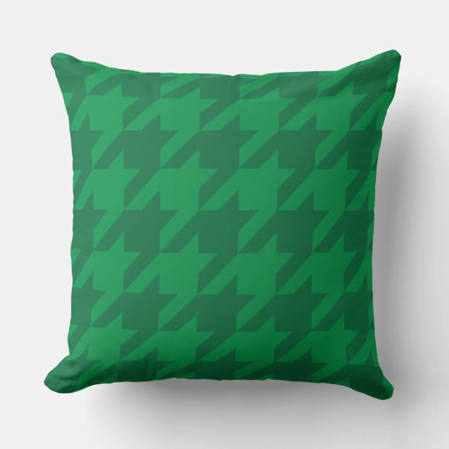 Forest Green Houndstooth Throw Pillow (Front)