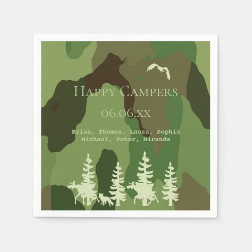Forest green hunters camouflage wildlife campers napkins