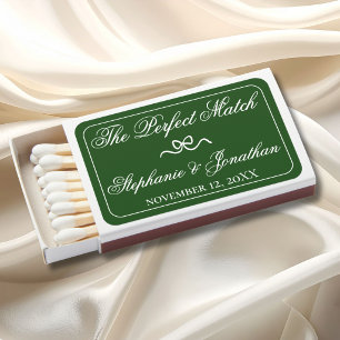 Forest Green Ivory Old Money Custom Wedding Favors Matchboxes