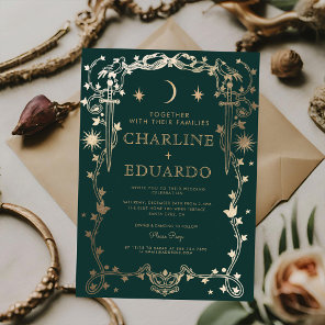 Forest Green Ivy Ornament Wedding Invitation