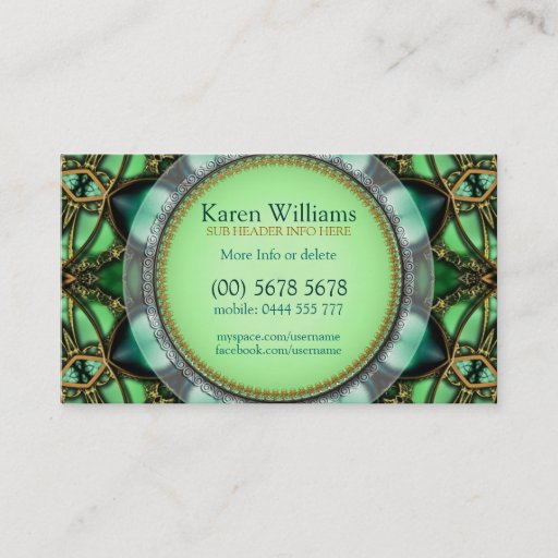 Customizable Forest Green Jewel Hearts Business Card