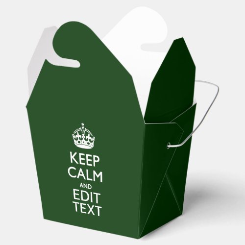 Forest Green KEEP CALM AND Edit Text Favor Boxes