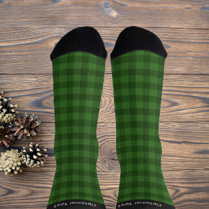 Forest Green Knitted Look - your name - checkered Socks