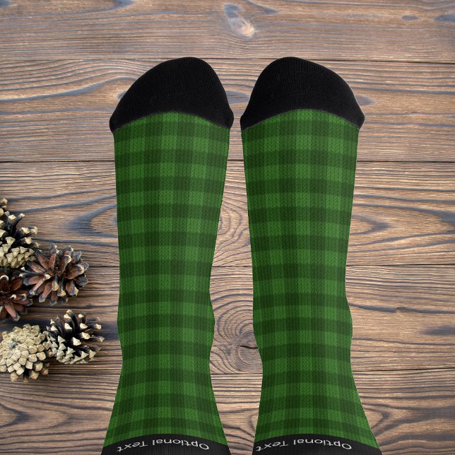 Forest Green Knitted Look - your name - checkered  Socks (Creator Uploaded)