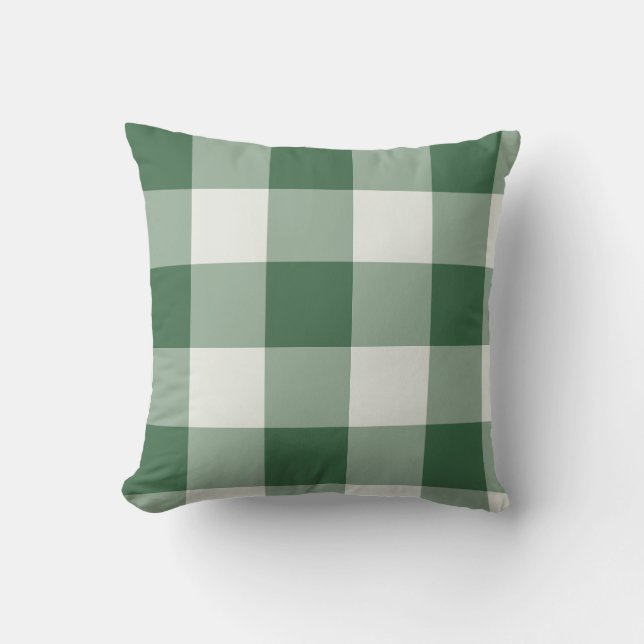 Forest Green Large Buffalo Check Gingham Throw Pillow (Front)