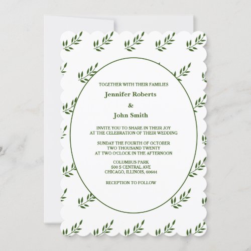 Forest Green Leaves Leafy Garden Wedding 2024 Invitation