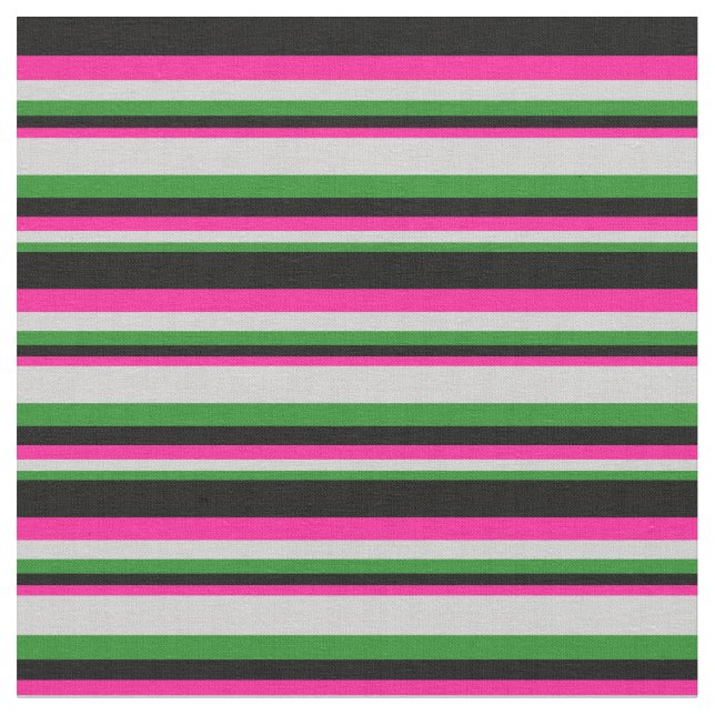 Forest Green, Light Gray, Deep Pink, and Black Fabric (Close Up)