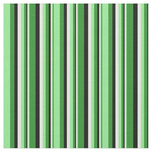 Forest Green, Light Green, White, and Black Lines Fabric