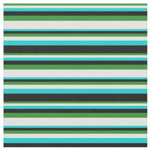 Forest Green, Light Yellow, Dark Turquoise & Black Fabric