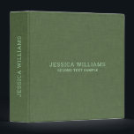 Forest-green linen personalizable typography 3 ring binder<br><div class="desc">Forest-green linen texture image with simple,  personalizable light green typography.</div>