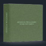 Forest-green linen personalizable typography 3 ring binder<br><div class="desc">Forest-green linen texture image with simple,  personalizable light green typography.</div>