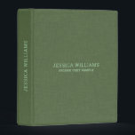 Forest-green linen personalizable typography mini binder<br><div class="desc">Forest-green linen texture image with simple,  personalizable light green typography.</div>