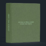 Forest-green linen personalizable typography mini binder<br><div class="desc">Forest-green linen texture image with simple,  personalizable light green typography.</div>