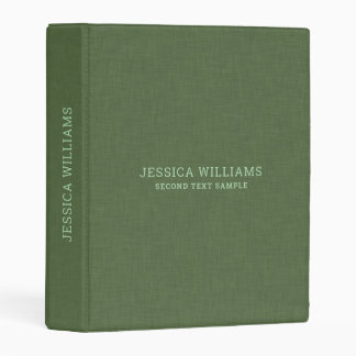 Forest-green linen personalizable typography mini binder
