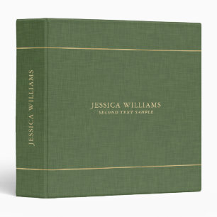 Forest Green Linen Texture Image Gold Frame 2 3 Ring Binder