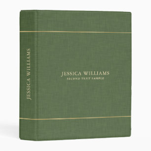Forest Green Linen Texture Image Gold Frame 2 Mini Binder