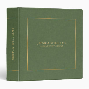 Forest Green Linen Texture Image Gold frame 3 Ring Binder