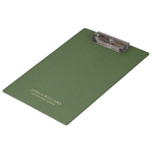 Forest Green Linen Texture Image Gold frame Clipboard