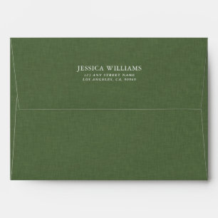 Forest Green Linen Texture Image Gold frame Envelope