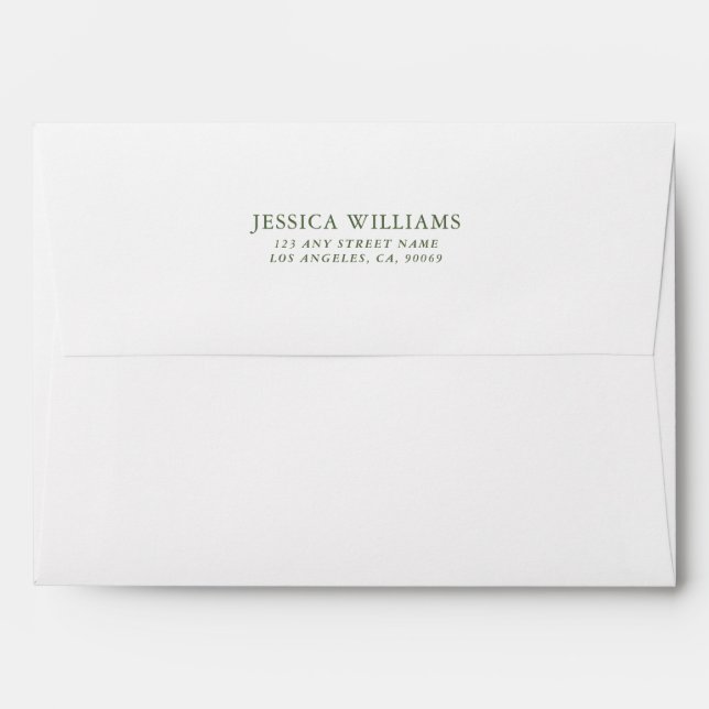 Forest Green Linen Texture Image Gold frame Envelope (Back (Top Flap))