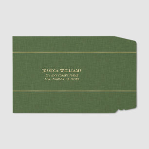 Forest Green Linen Texture Image Gold frame Envelope Mailers
