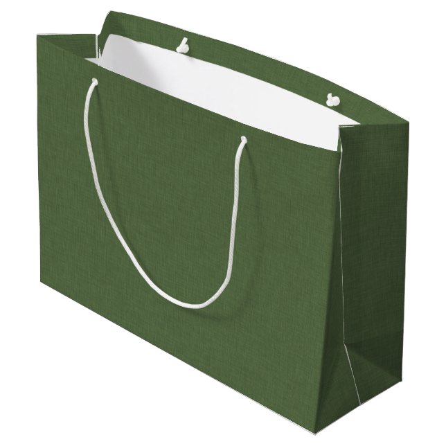 Forest Green Linen Texture Image Gold frame Large Gift Bag (Back Angled)
