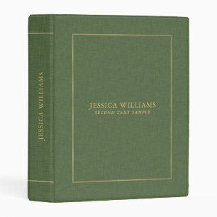Forest Green Linen Texture Image Gold frame Mini Binder