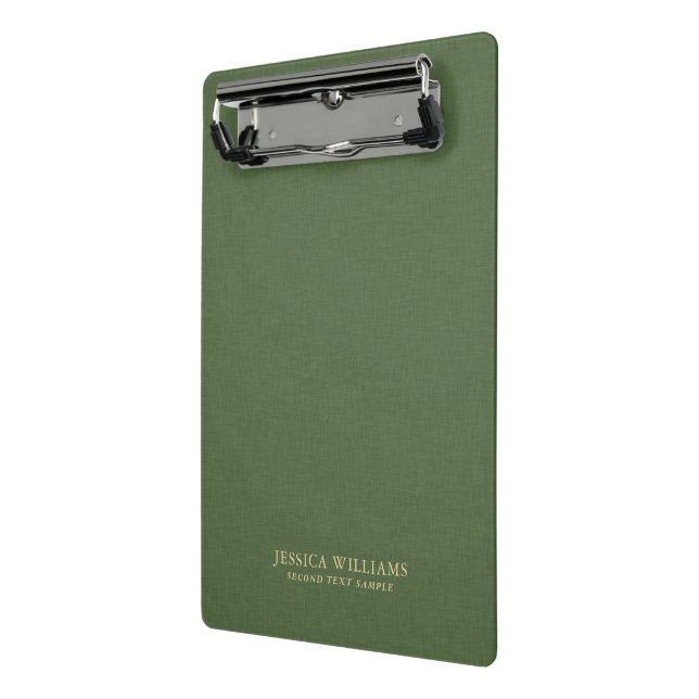 Forest Green Linen Texture Image Gold frame Mini Clipboard (Angled2)