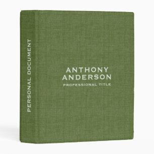 Forest-Green Linen Texture Mini Binder