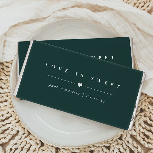 Forest Green Love is Sweet Classic Elegant Wedding Hershey Bar Favors