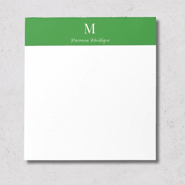 Forest Green Luxury Personalized Name Monogram Notepad (Creator Uploaded)