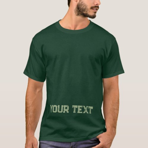 Forest Green Mens Distressed Font Double Sided T_Shirt