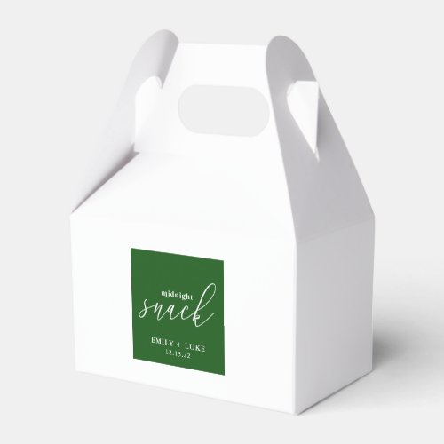 Forest Green Midnight Snack Custom Wedding Gable Favor Boxes