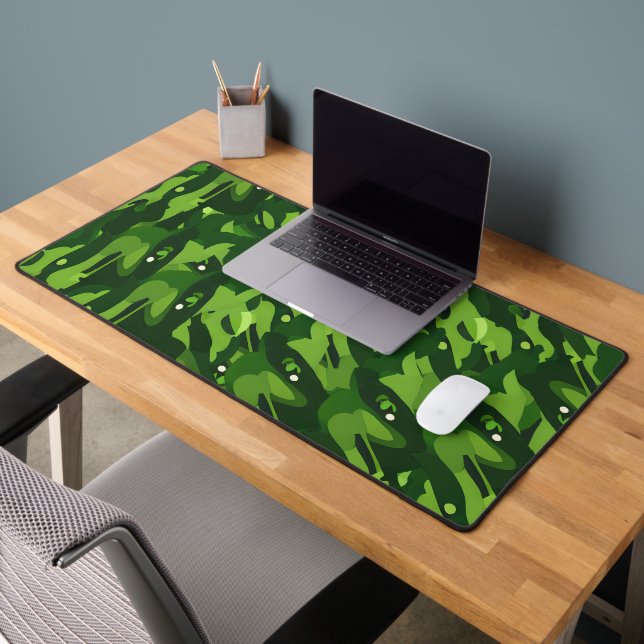 Forest Green Military Camouflage Pattern Desk Mat (Office 2)