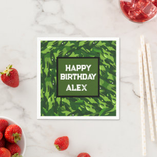 Forest Green Military Camouflage Pattern Napkins