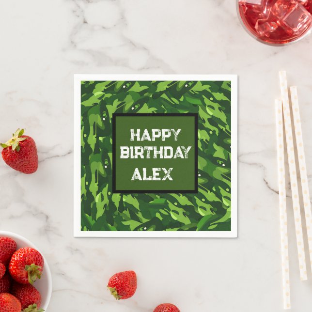 Forest Green Military Camouflage Pattern Napkins (Insitu)