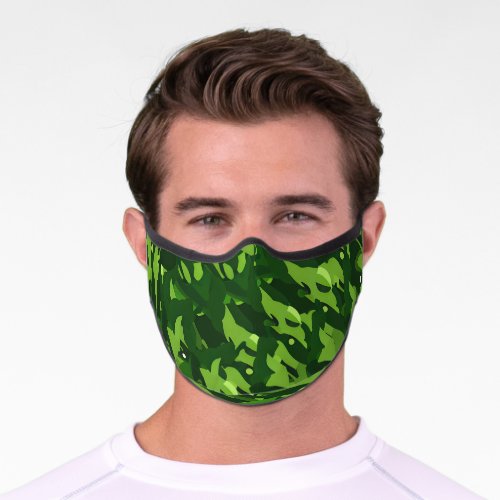 Forest Green Military Camouflage Pattern Premium Face Mask