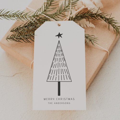 Forest Green Minimal Christmas Pine Tree Gift Tags